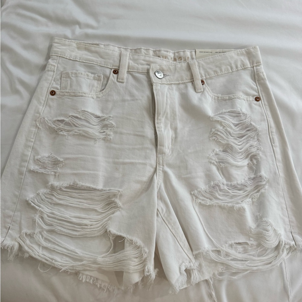 American Eagle Outfitters White Ripped Jean Shorts